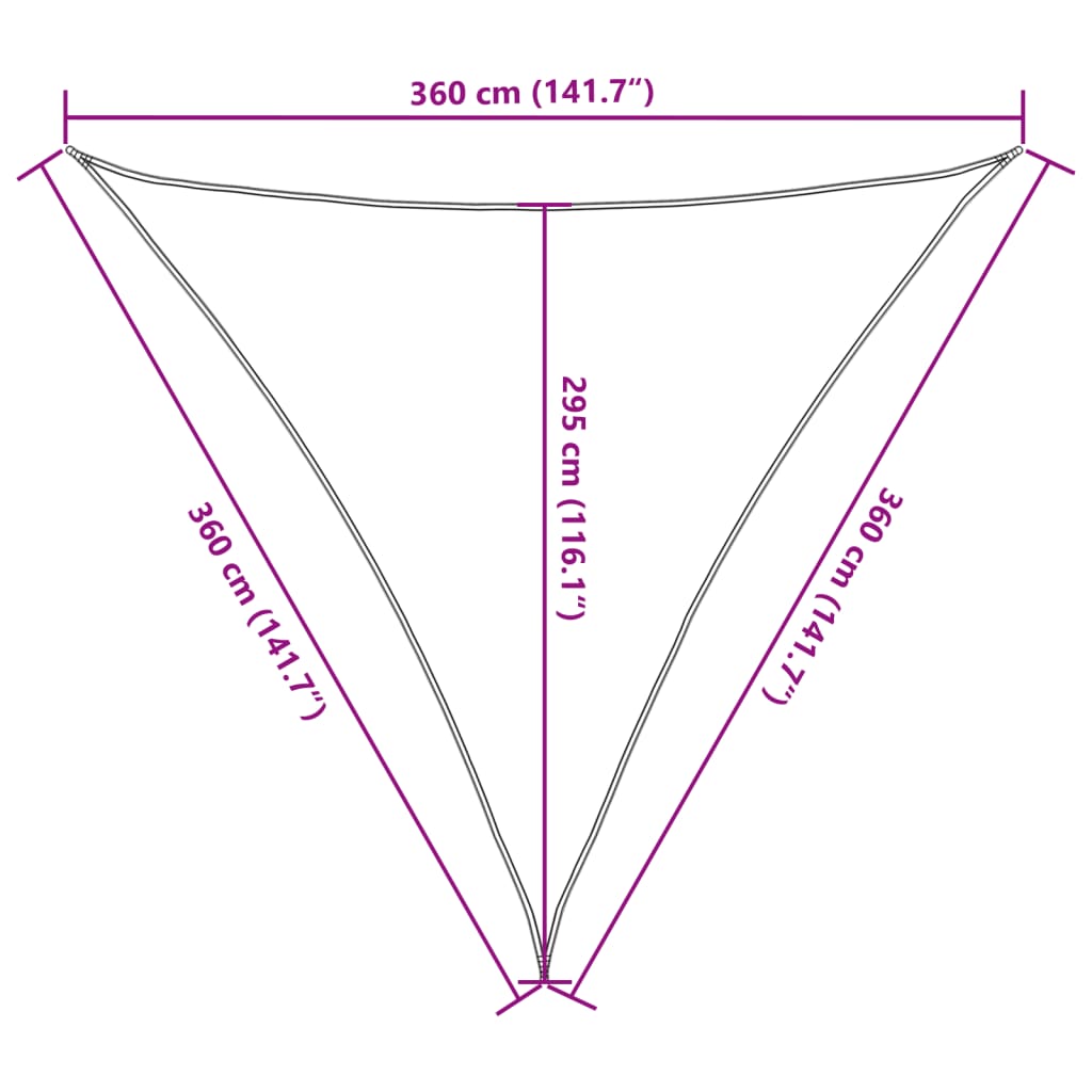 Zonnescherm Zeil HDPE Driehoekig 3,6x3,6x3,6m Antraciet