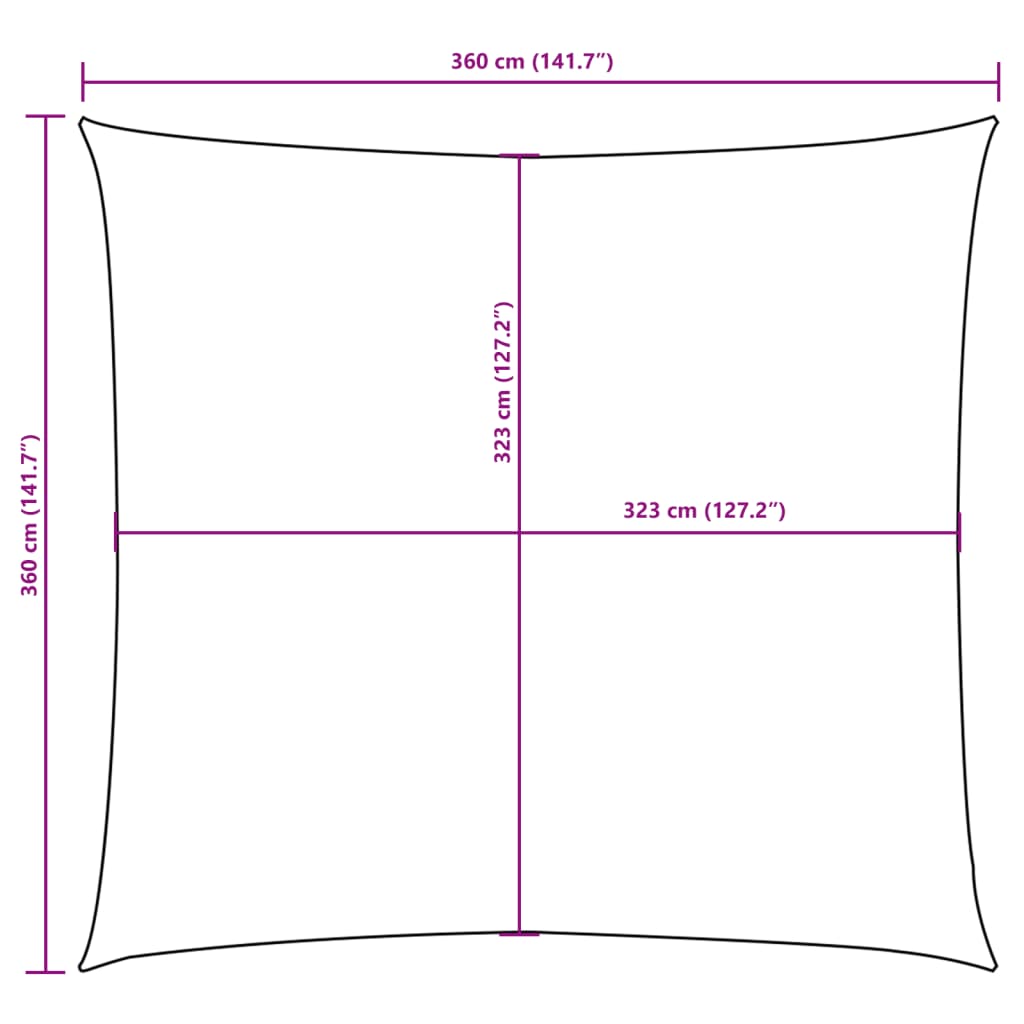 Zonnescherm Zeil Oxfordstof Vierkant 3,6x3,6m Crème