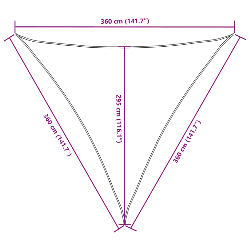 Zonnescherm Zeil Oxford Stof Driehoekig 3,6x3,6x3,6 m Crème