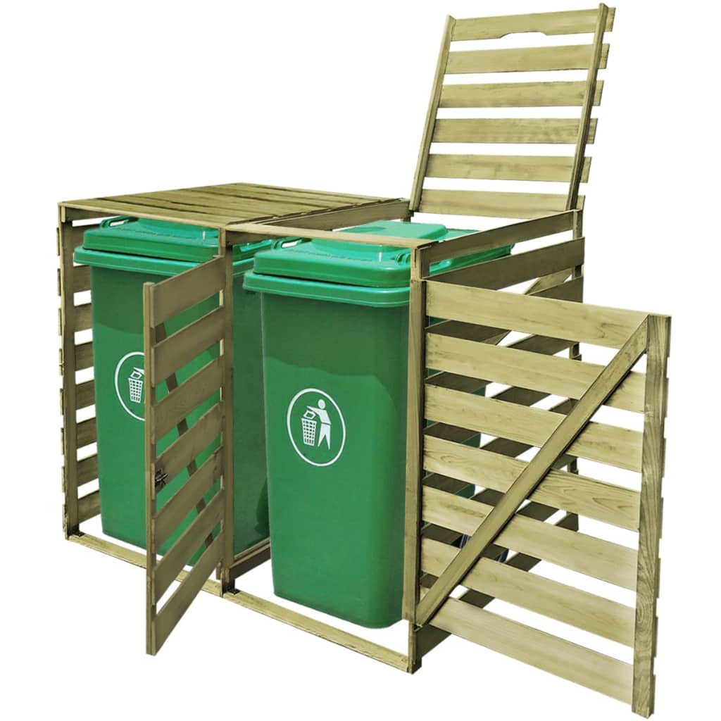 vidaXL Double Wheelie Bin Shed 240 L Impregnated Wood