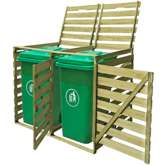 vidaXL Double Wheelie Bin Shed 240 L Impregnated Wood