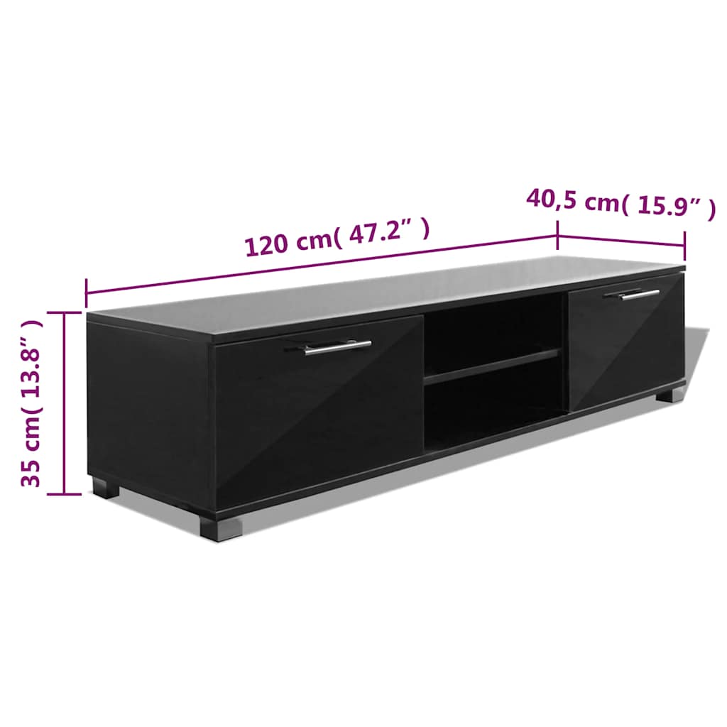 243042 vidaXL TV Cabinet High-Gloss Black 120x40,5x35 cm