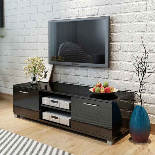 243042 vidaXL TV Cabinet High-Gloss Black 120x40,5x35 cm