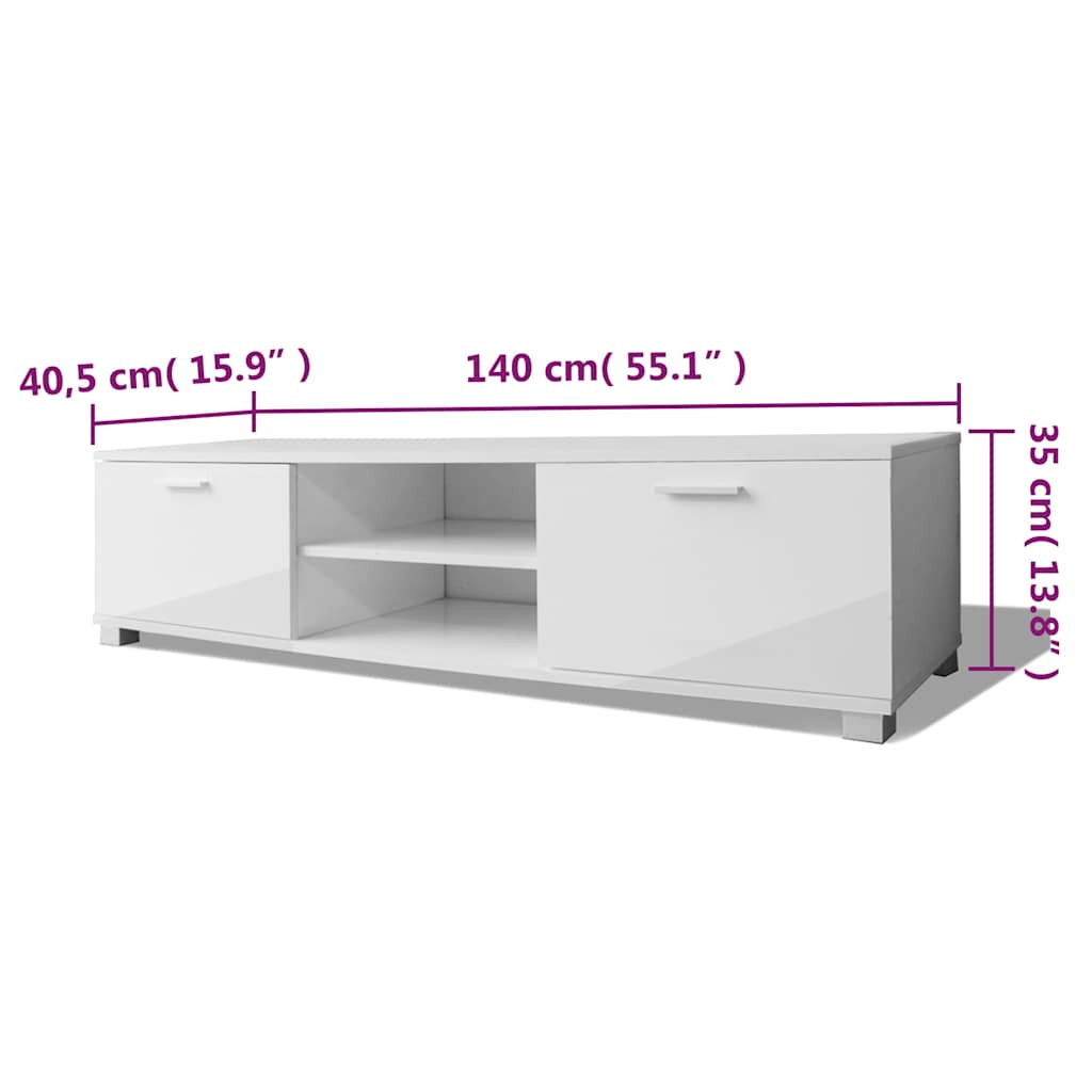243043 vidaXL TV Cabinet High-Gloss White 140x40,5x35 cm
