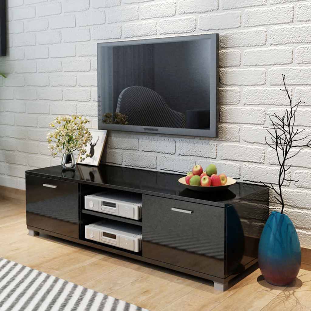 243044 vidaXL TV Cabinet High-Gloss Black 140x40,5x35 cm