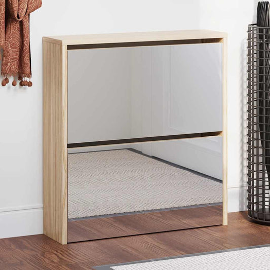Shoe Rack | Oak | Engineered wood and mirror | Medium | Shoe Rack