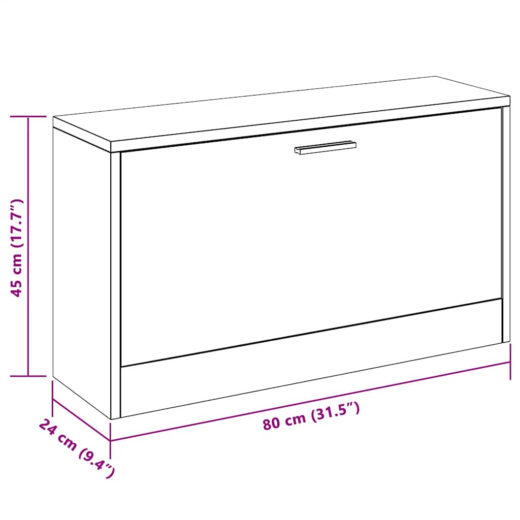 Shoe Storage Bench Oak 80x24x45 cm