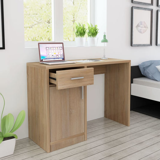 vidaXL Desk with Drawer and Cabinet Oak 100x40x73 cm