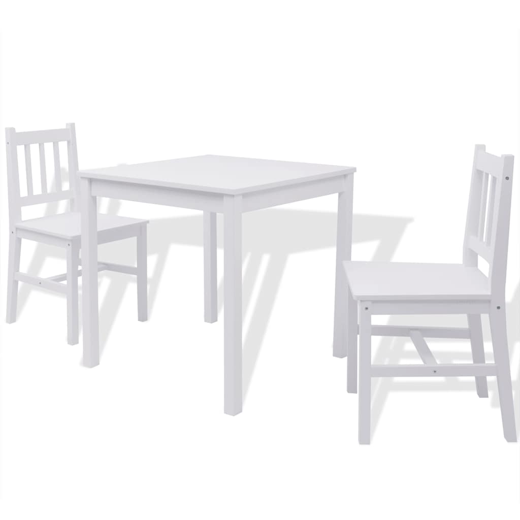 242955 vidaXL Three Piece Dining Set Pinewood White