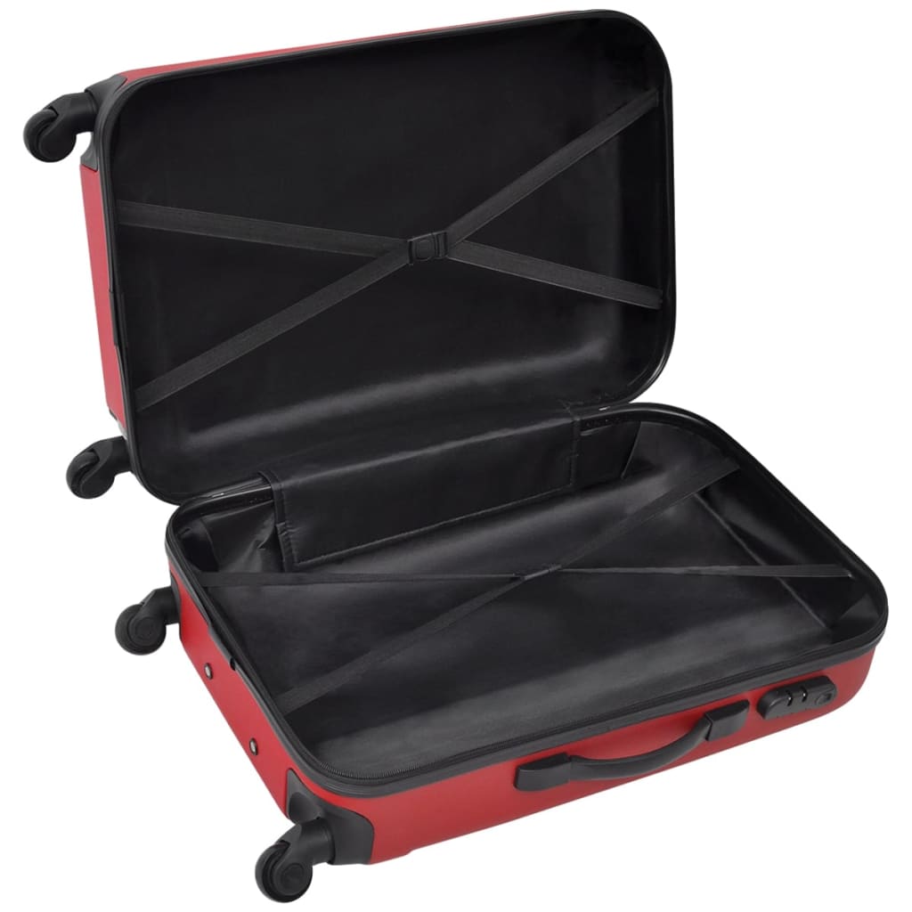 vidaXL Three Piece Hardcase Trolley Set Red 45.5/55/66 cm