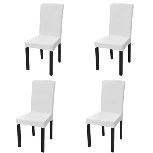 vidaXL Straight Stretchable Chair Cover 4 pcs White