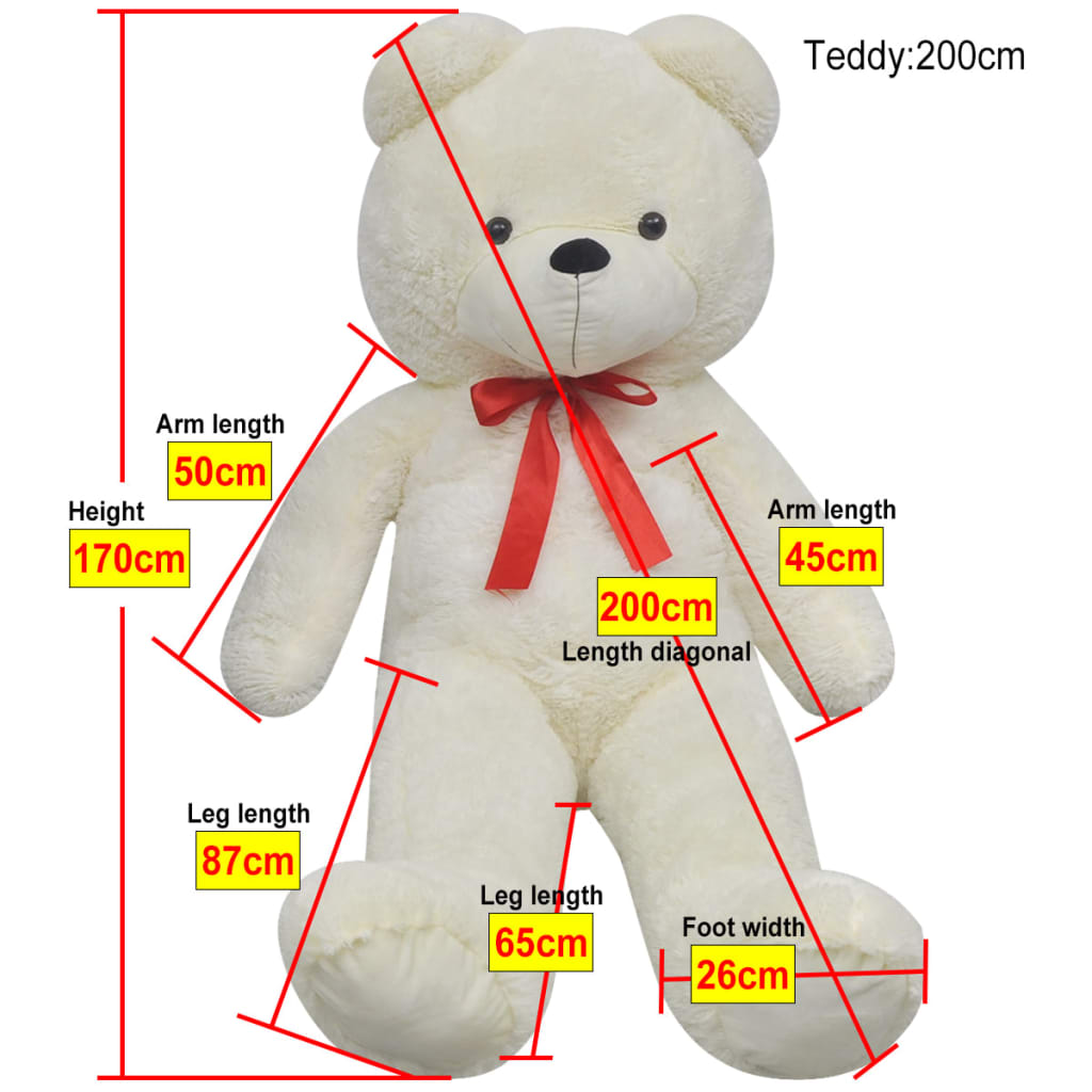 vidaXL Teddy Bear Cuddly Toy Plush White 170 cm