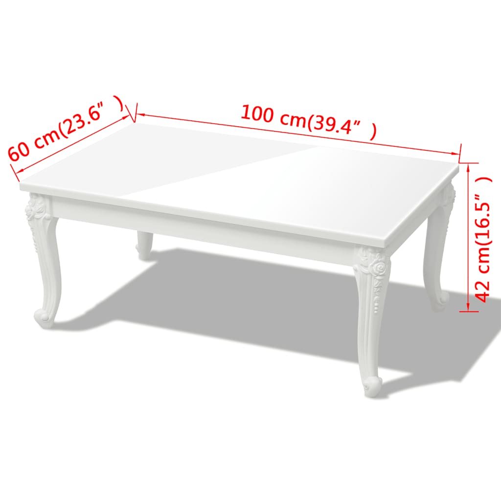 243380 vidaXL Coffee Table 100x60x42 cm High Gloss White