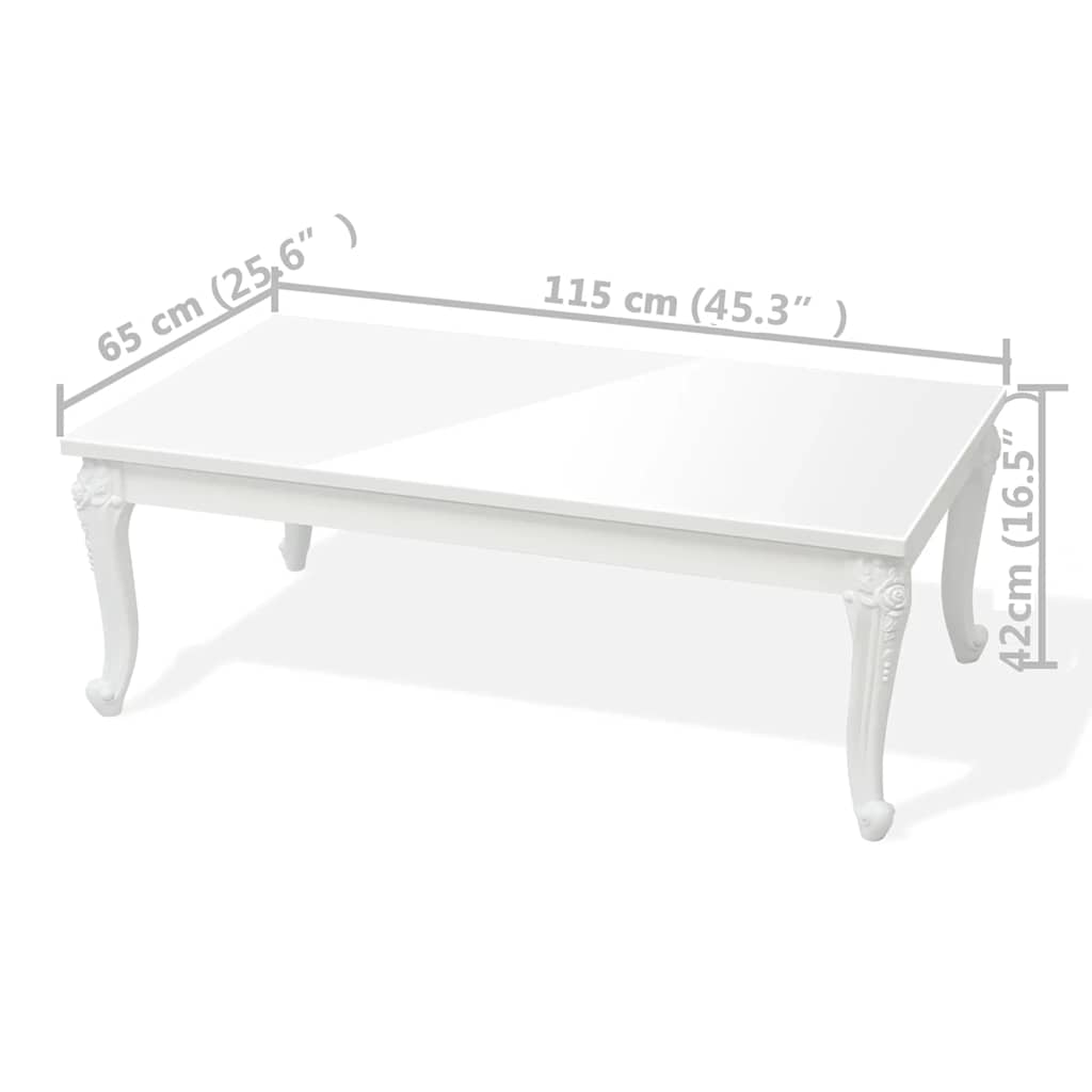 243381 vidaXL Coffee Table 115x65x42 cm High Gloss White