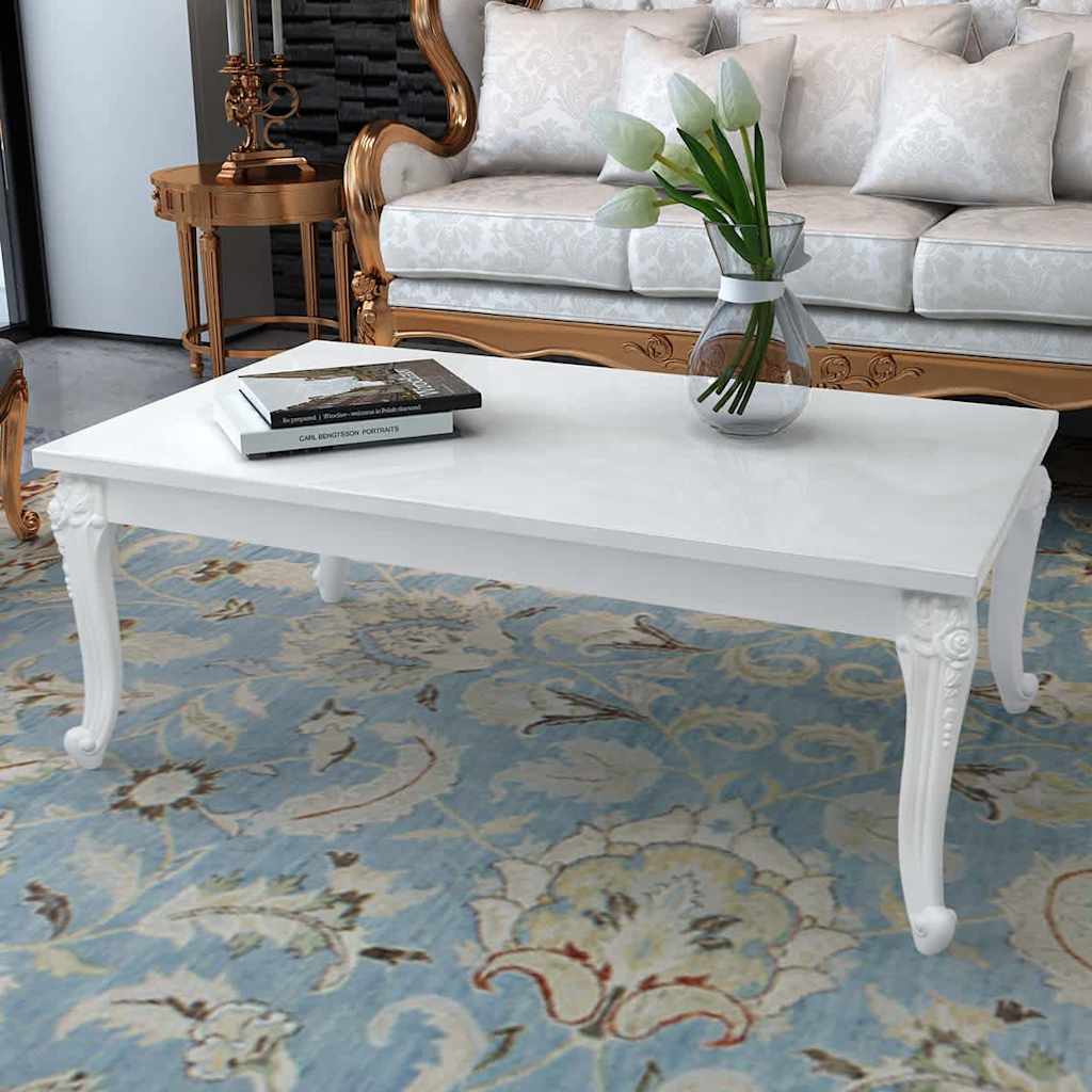 243381 vidaXL Coffee Table 115x65x42 cm High Gloss White
