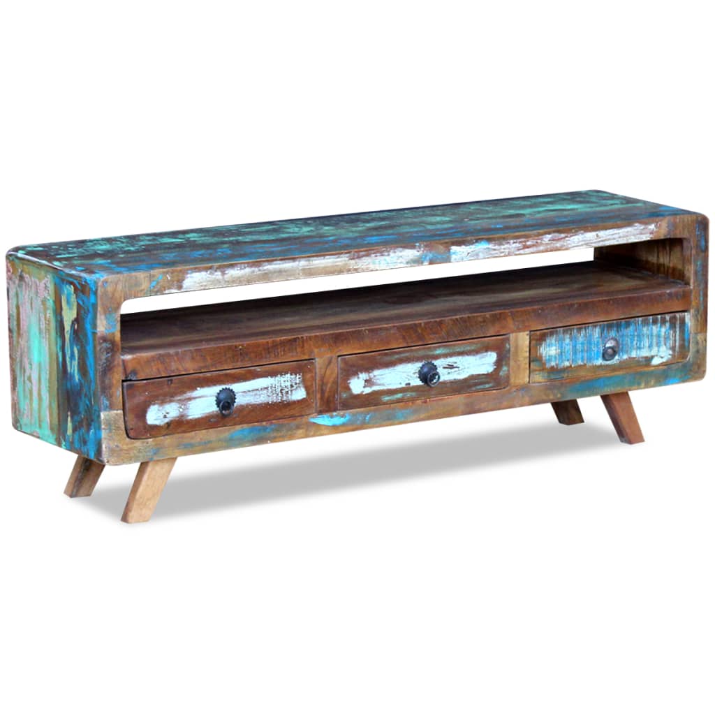 vidaXL TV Cabinet with 3 Drawers Solid Reclaimed Wood