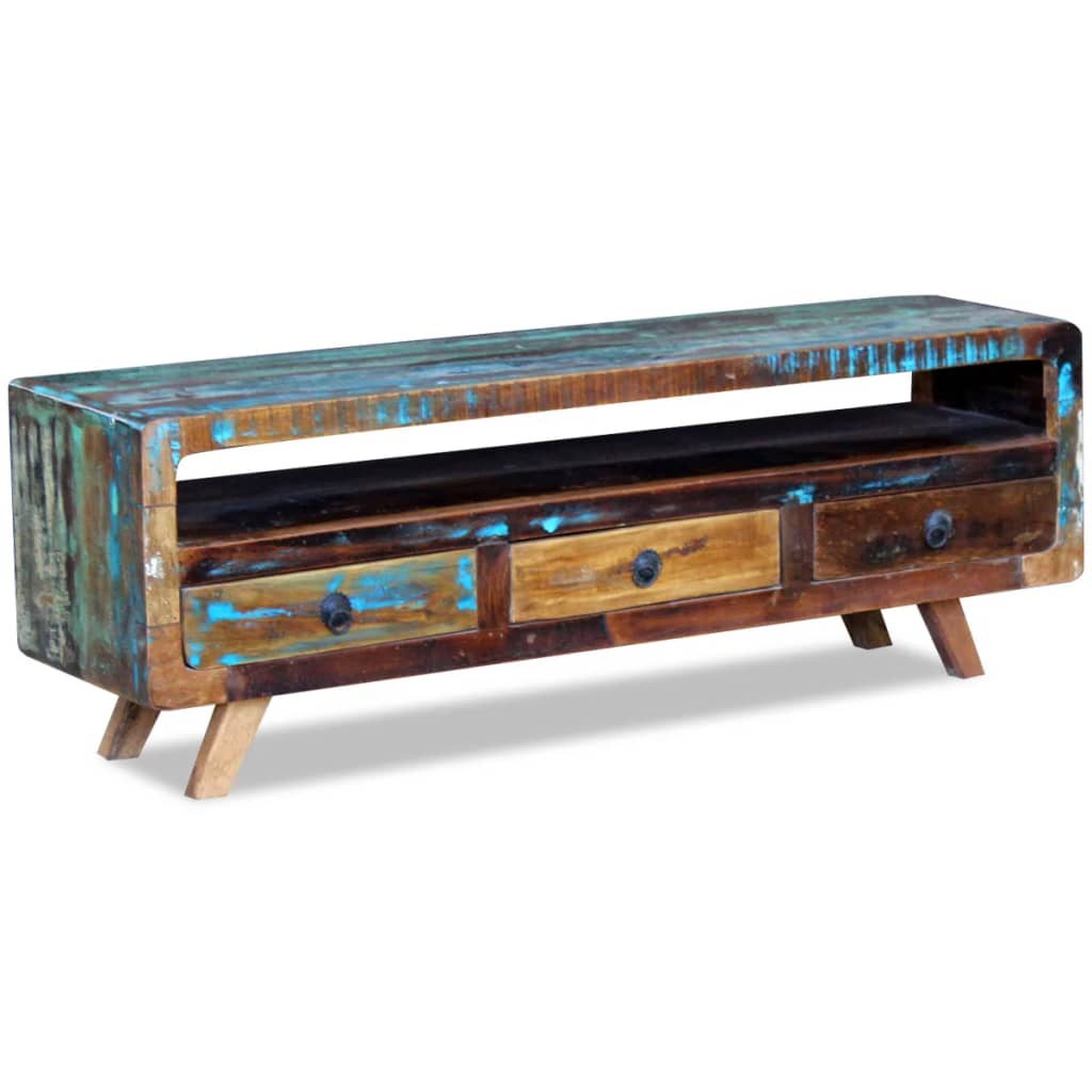 vidaXL TV Cabinet with 3 Drawers Solid Reclaimed Wood