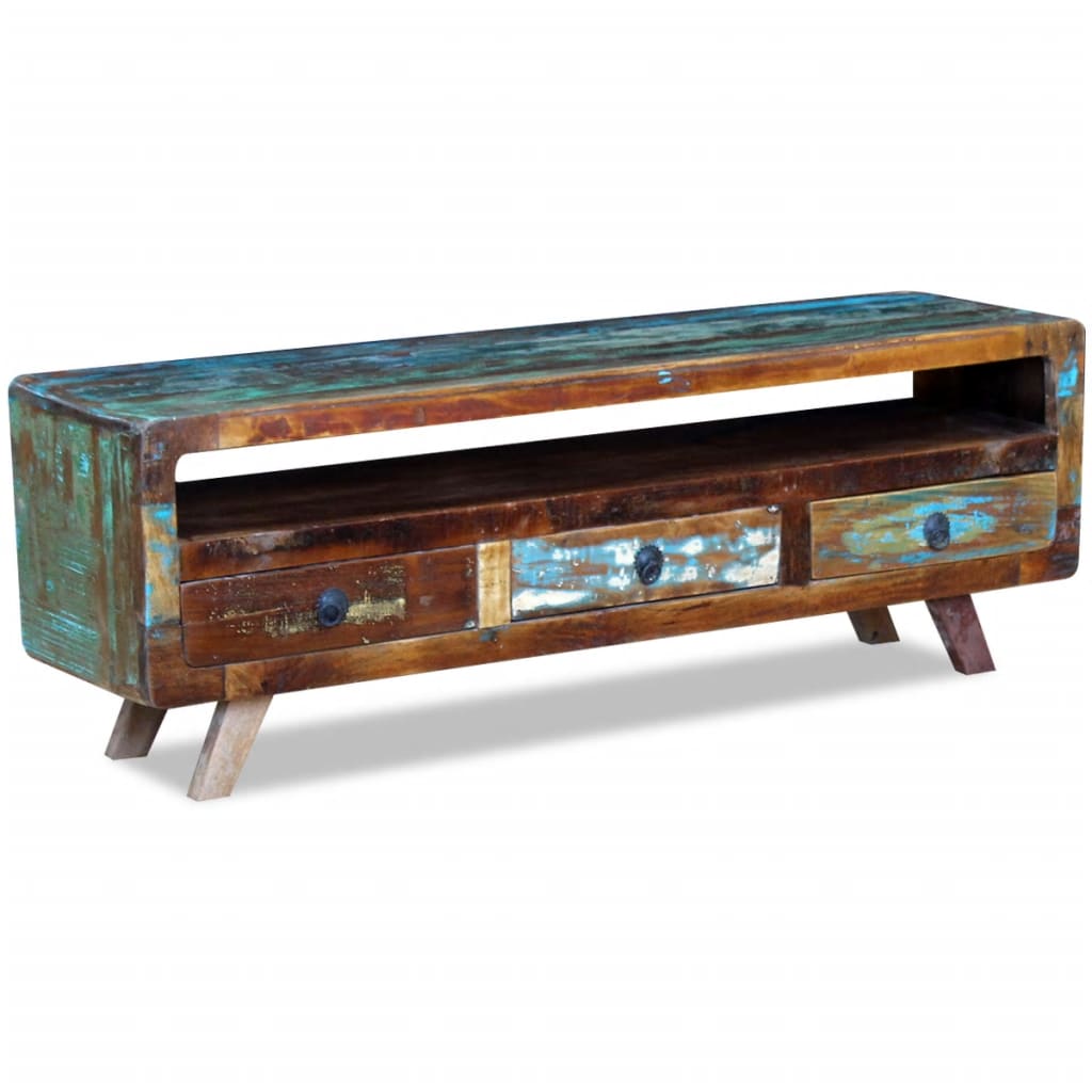 vidaXL TV Cabinet with 3 Drawers Solid Reclaimed Wood