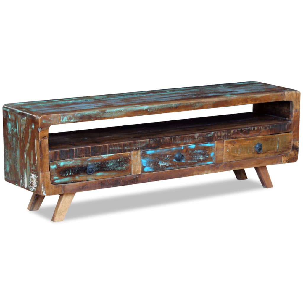 vidaXL TV Cabinet with 3 Drawers Solid Reclaimed Wood