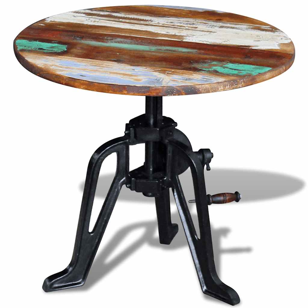 243296 vidaXL Side Table Solid Reclaimed Wood Cast Iron 60x(42-63) cm