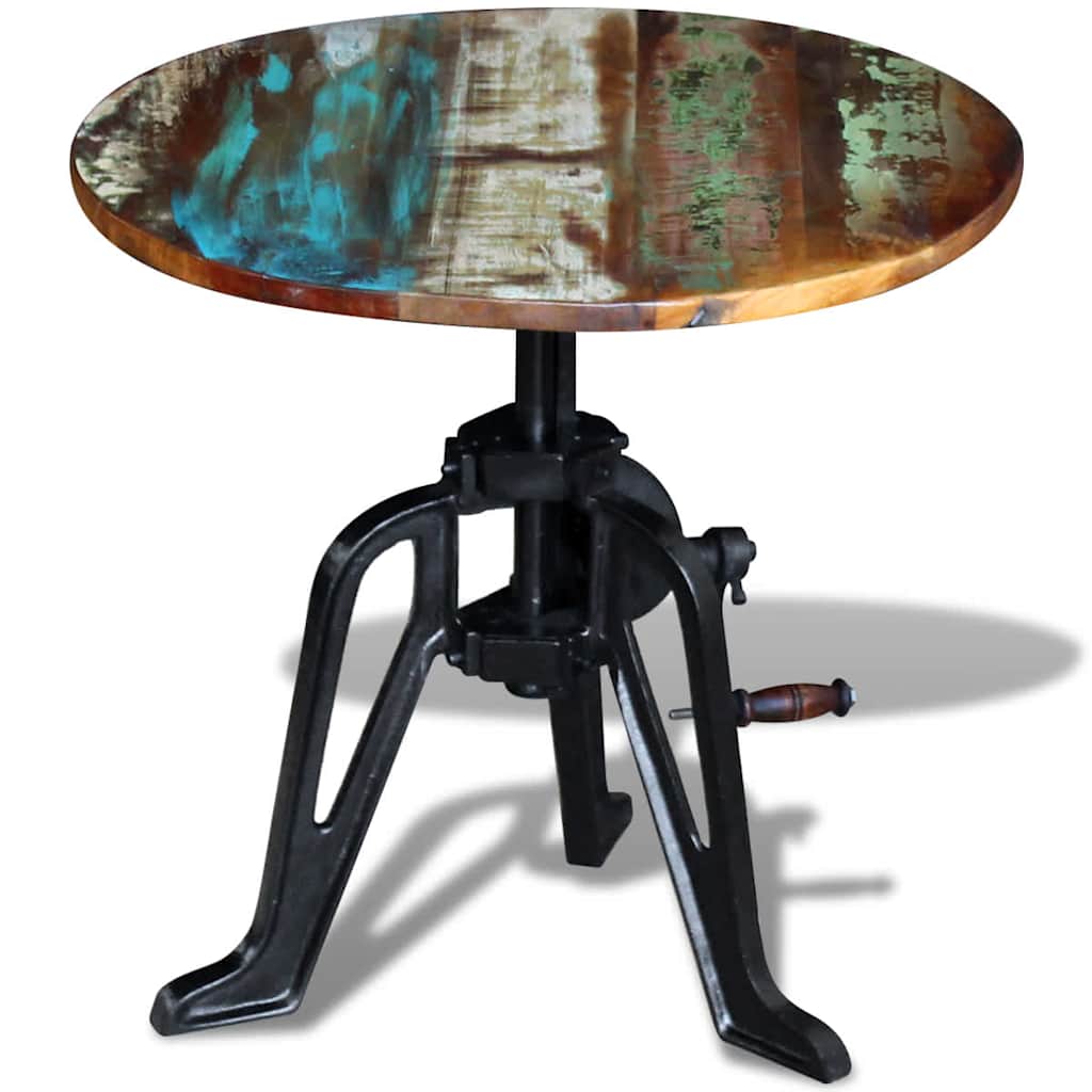 243296 vidaXL Side Table Solid Reclaimed Wood Cast Iron 60x(42-63) cm
