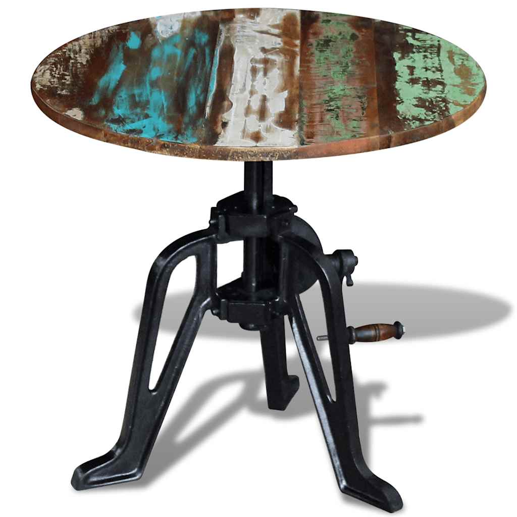 243296 vidaXL Side Table Solid Reclaimed Wood Cast Iron 60x(42-63) cm
