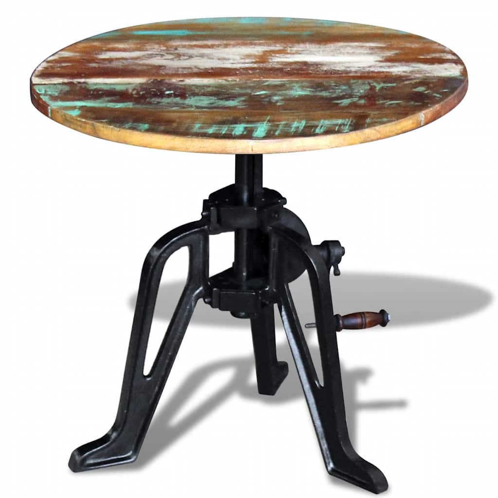 243296 vidaXL Side Table Solid Reclaimed Wood Cast Iron 60x(42-63) cm