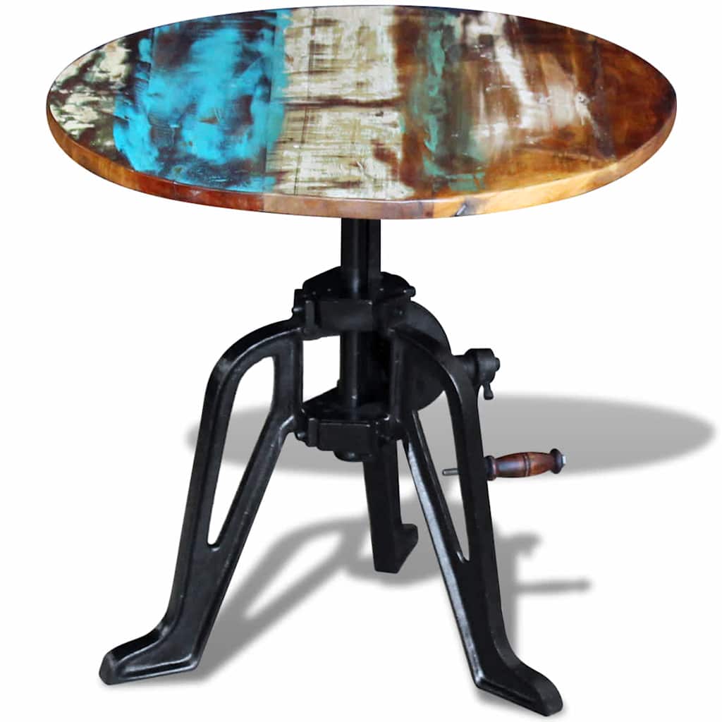 243296 vidaXL Side Table Solid Reclaimed Wood Cast Iron 60x(42-63) cm