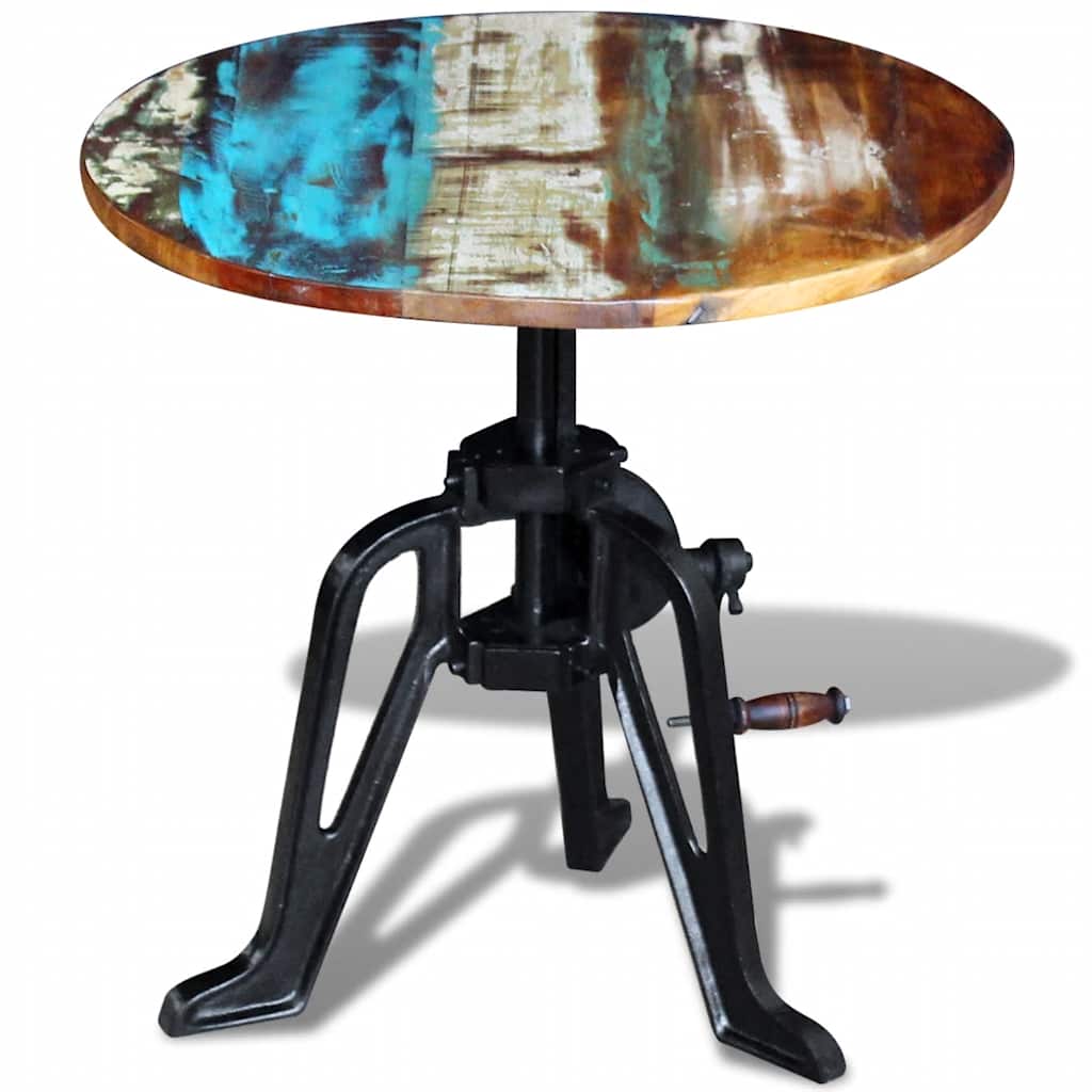 243296 vidaXL Side Table Solid Reclaimed Wood Cast Iron 60x(42-63) cm