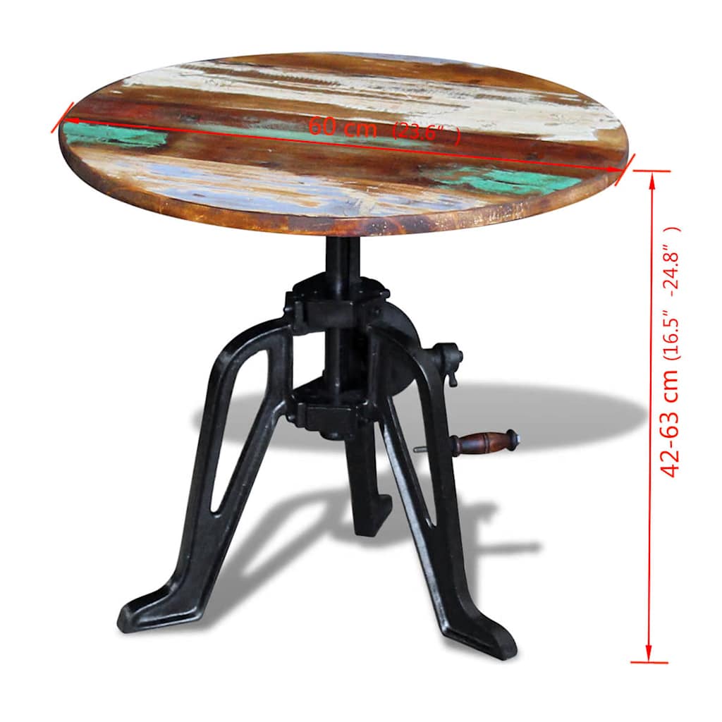 243296 vidaXL Side Table Solid Reclaimed Wood Cast Iron 60x(42-63) cm