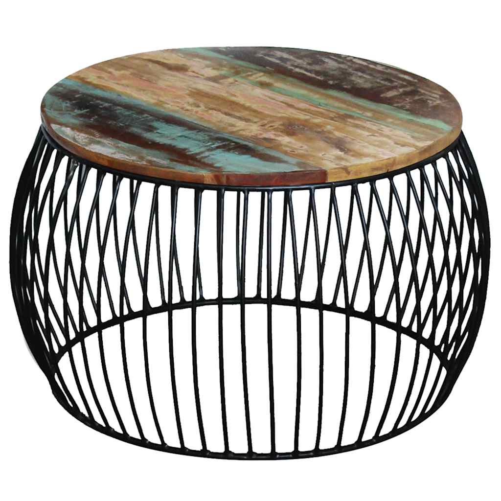 243300 vidaXL Coffee Table Round Solid Reclaimed Wood 68x37 cm