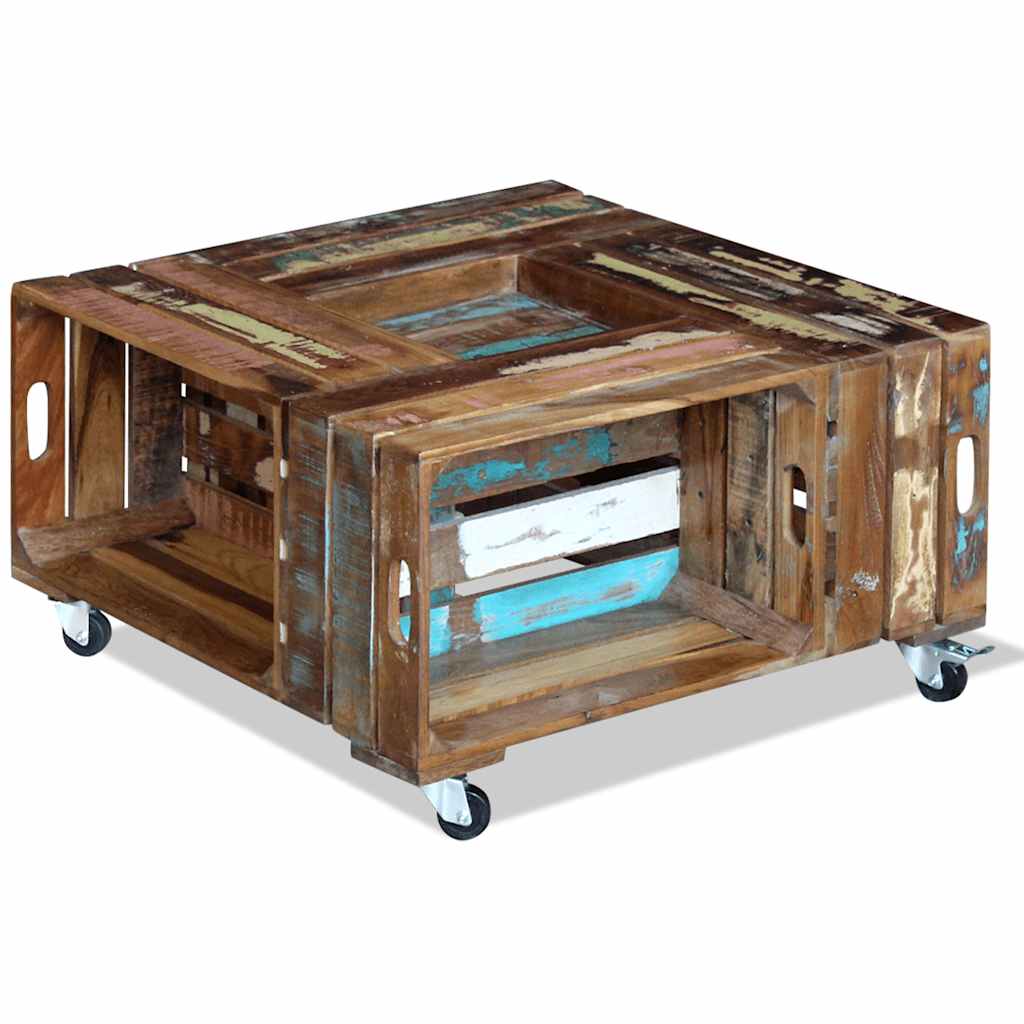 243306 vidaXL Coffee Table Solid Reclaimed Wood 70x70x35 cm