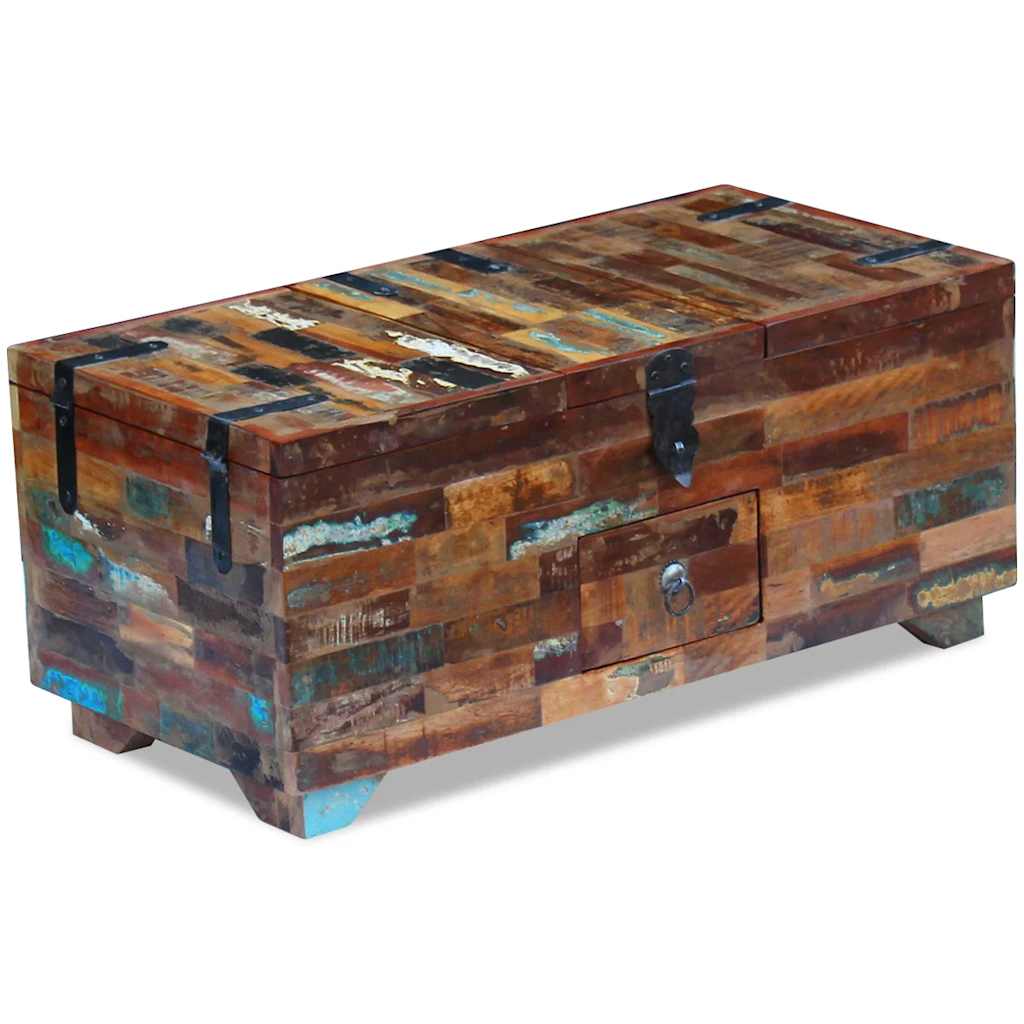 243320 vidaXL Coffee Table Box Chest Solid Reclaimed Wood 80x40x35 cm