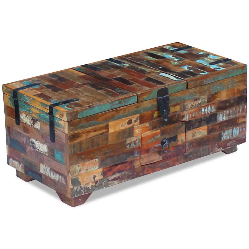 243320 vidaXL Coffee Table Box Chest Solid Reclaimed Wood 80x40x35 cm