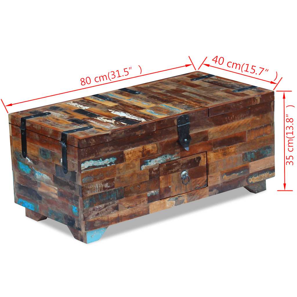 243320 vidaXL Coffee Table Box Chest Solid Reclaimed Wood 80x40x35 cm