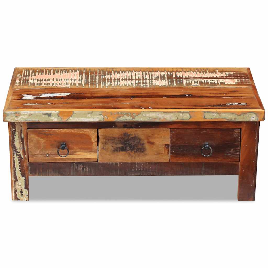 243321 vidaXL Coffee Table Drawers Solid Reclaimed Wood 90x45x35 cm