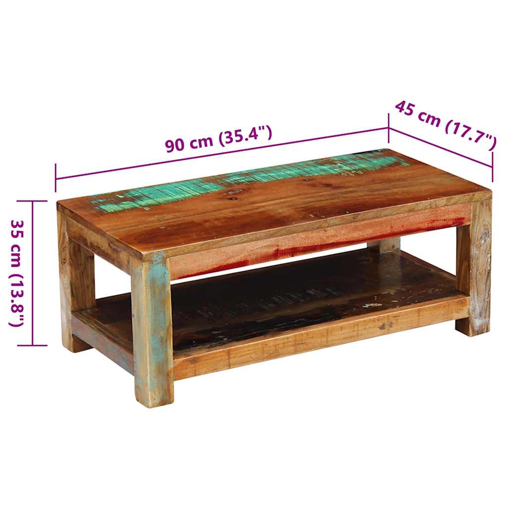 243322 vidaXL Coffee Table Solid Reclaimed Wood 90x45x35 cm