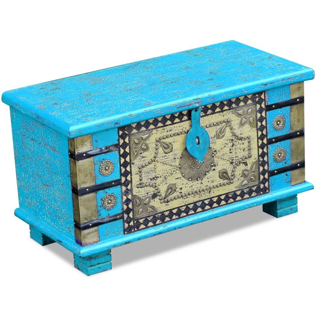 vidaXL Storage Chest Blue Mango Wood 80x40x45 cm