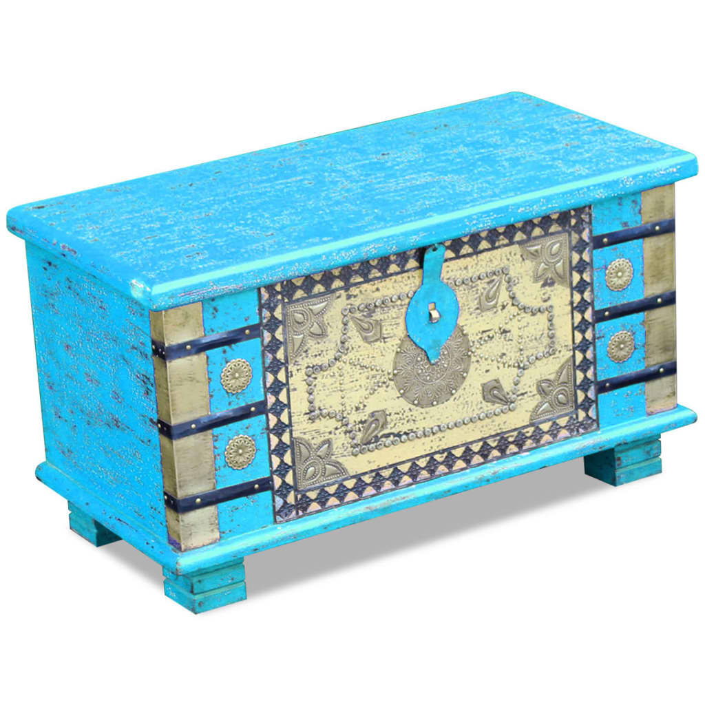 vidaXL Storage Chest Blue Mango Wood 80x40x45 cm