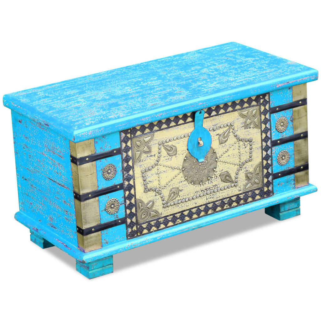 vidaXL Storage Chest Blue Mango Wood 80x40x45 cm