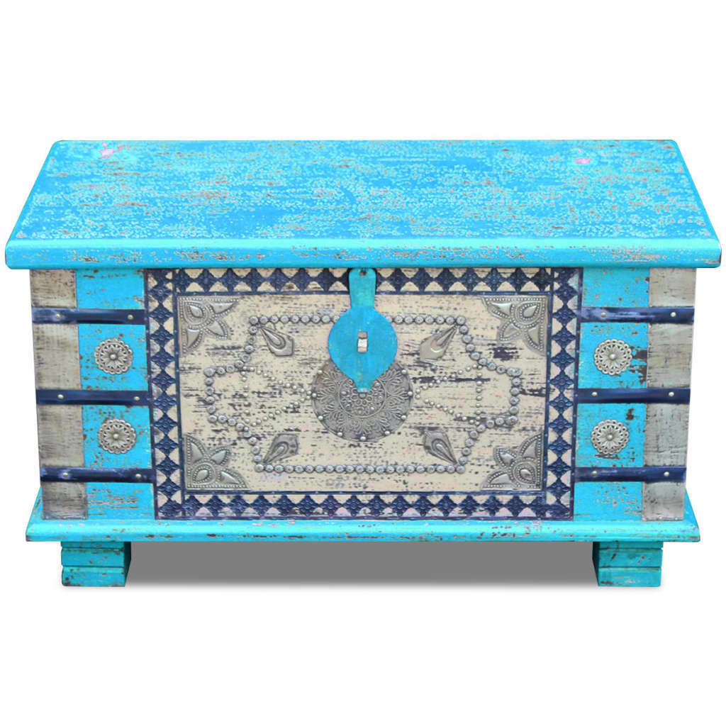 vidaXL Storage Chest Blue Mango Wood 80x40x45 cm