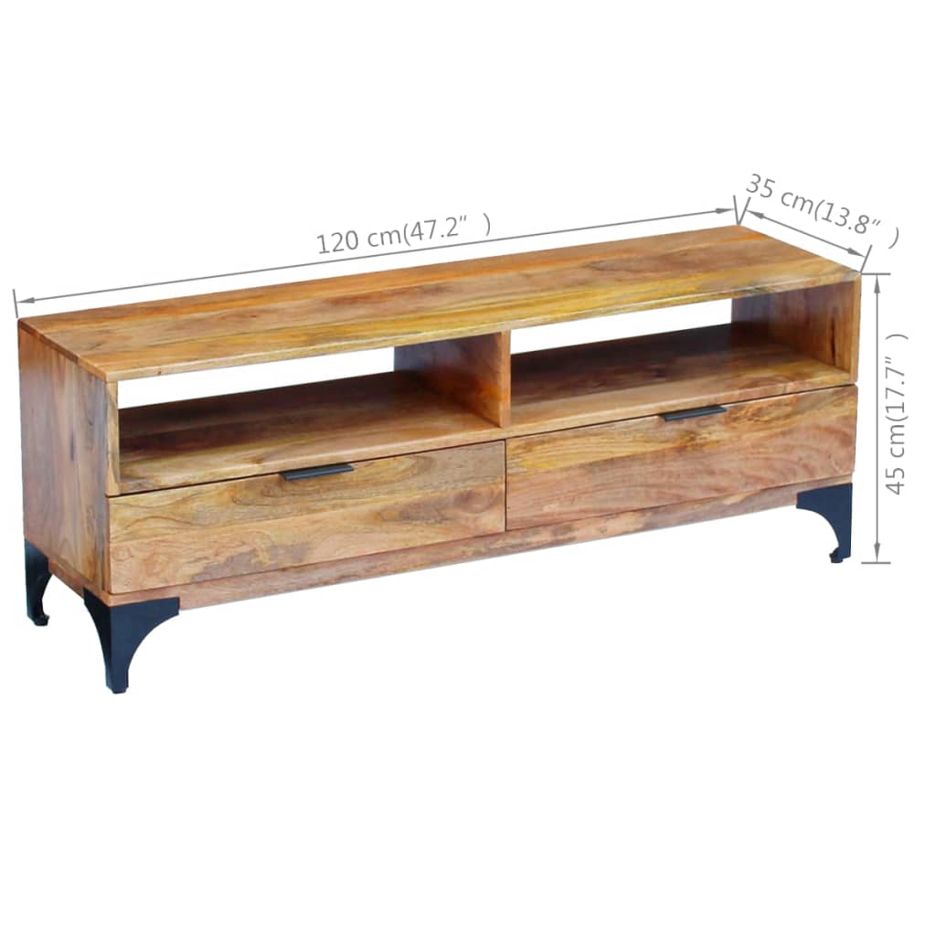 vidaXL TV Stand Mango Wood 120x35x45 cm