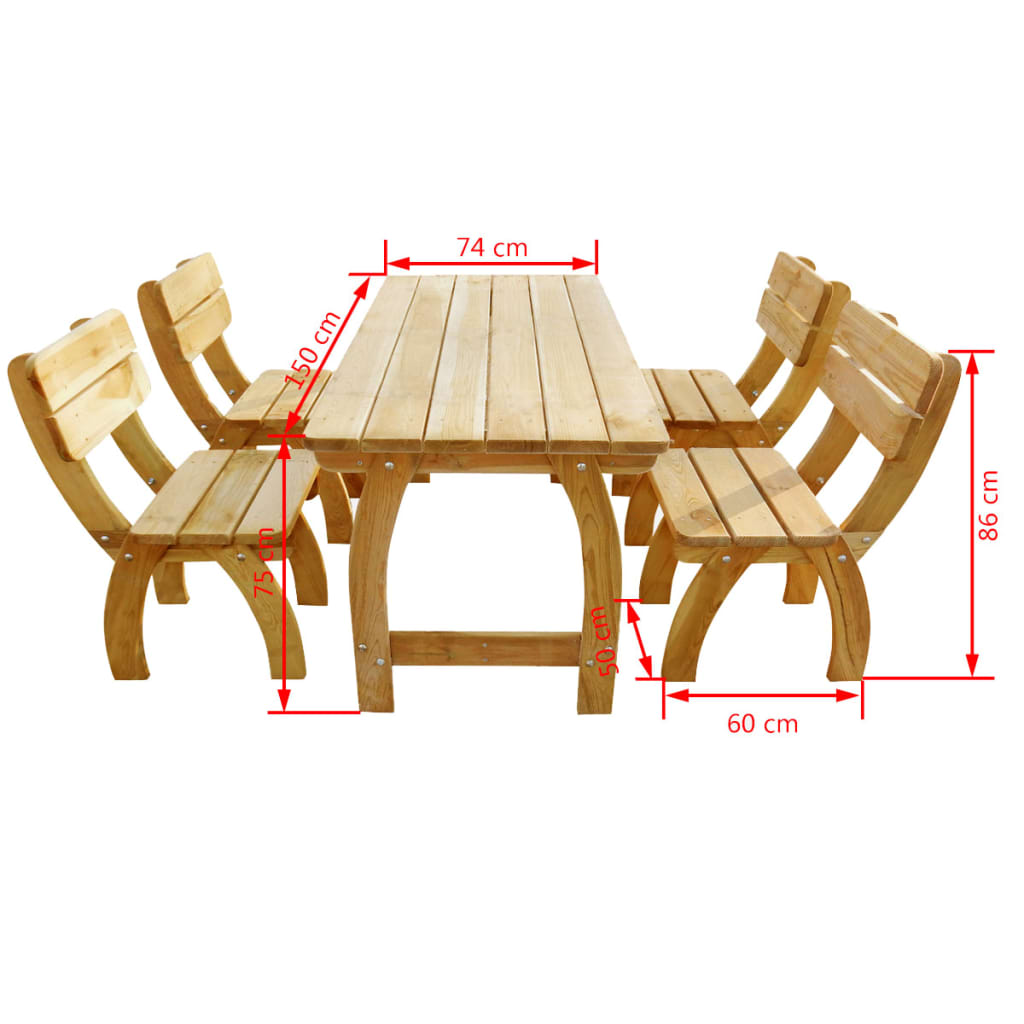 vidaXL 5 Piece Outdoor Dining Set Impregnated Pinewood