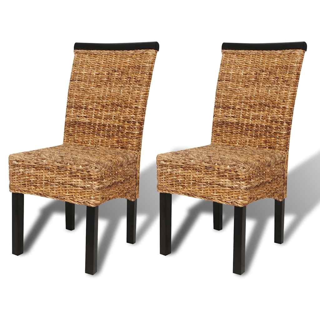 Dining Chairs 2 pcs Abaca and Solid Mahogany Wood