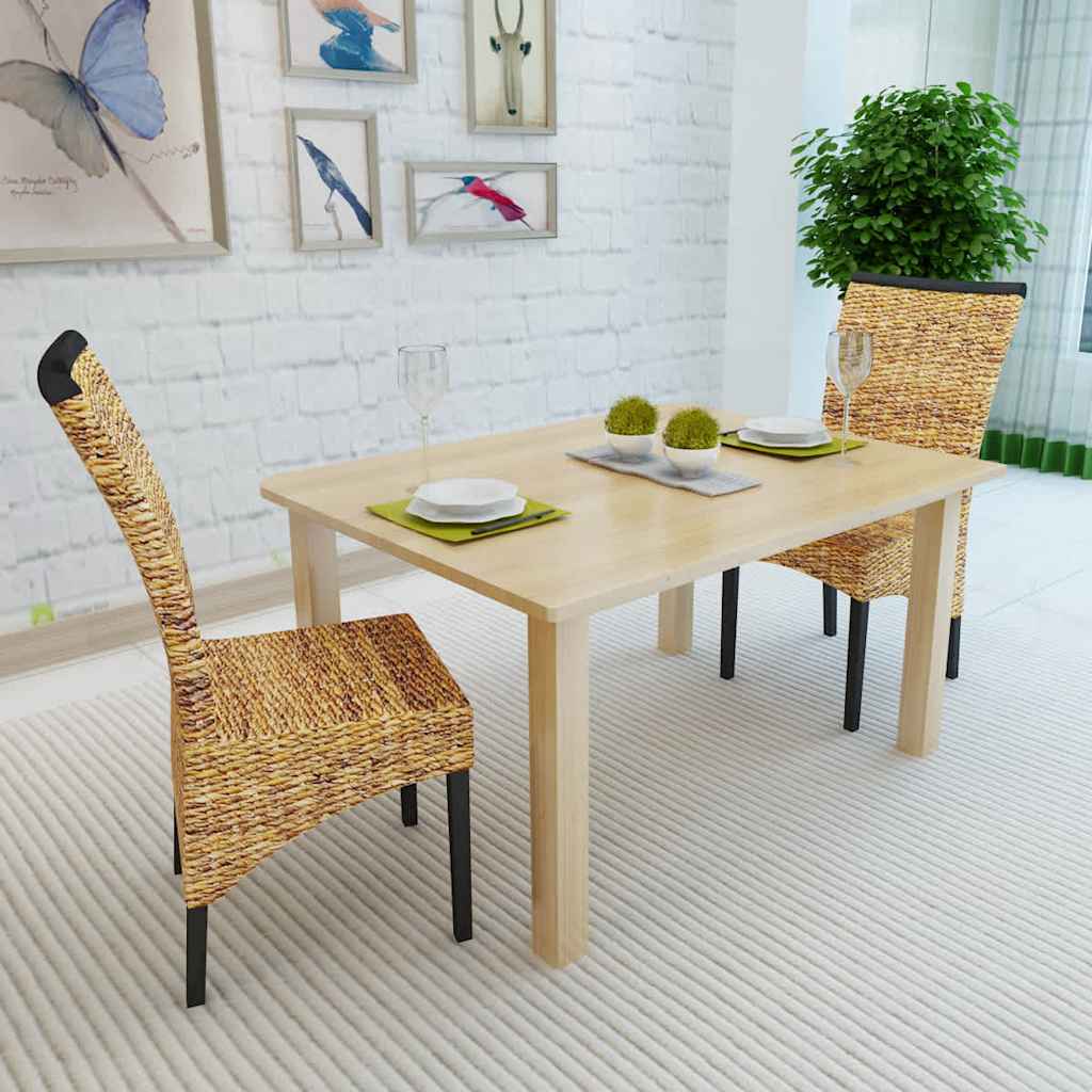 Dining Chairs 2 pcs Abaca and Solid Mahogany Wood