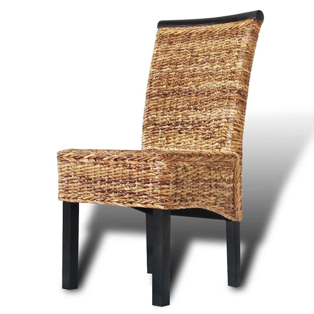 Dining Chairs 2 pcs Abaca and Solid Mahogany Wood