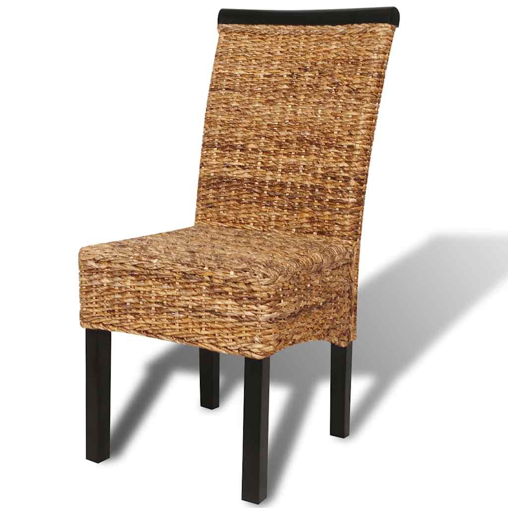 Dining Chairs 2 pcs Abaca and Solid Mahogany Wood