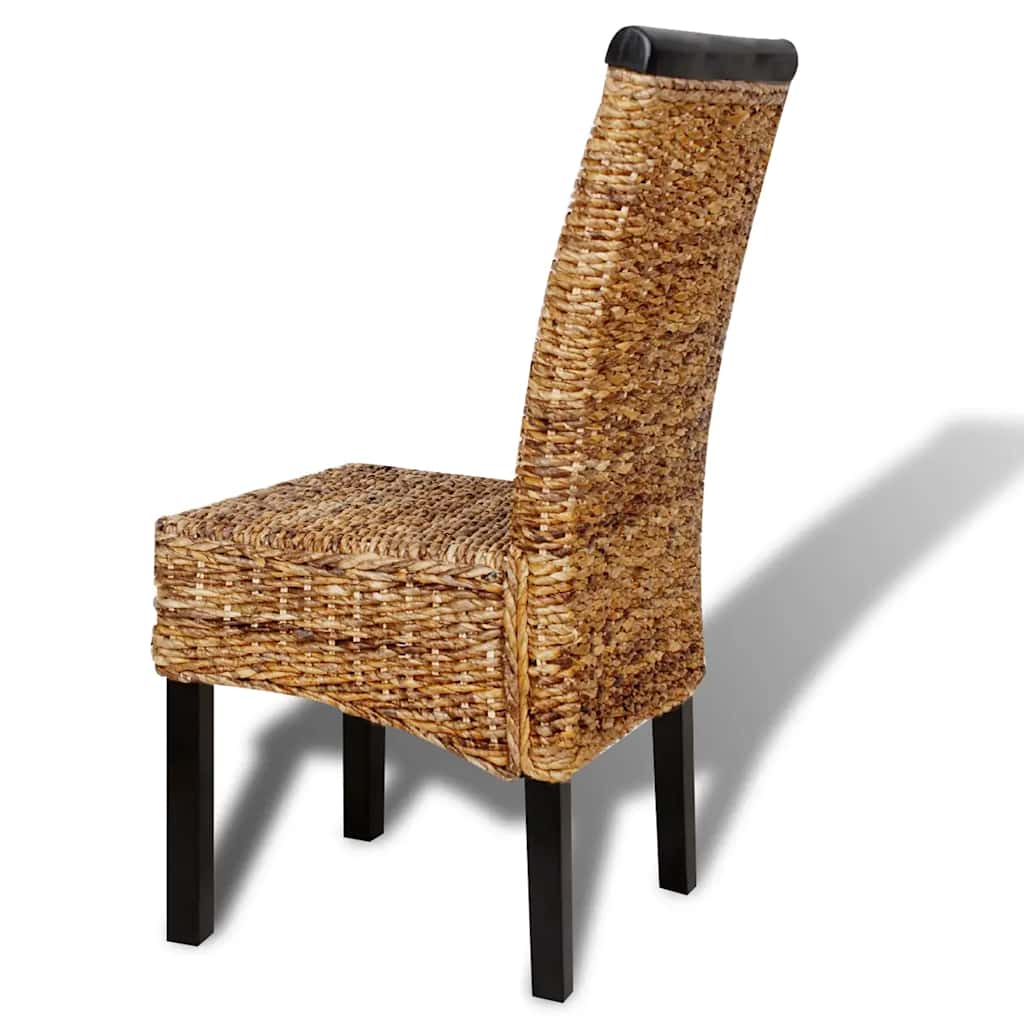 Dining Chairs 2 pcs Abaca and Solid Mahogany Wood