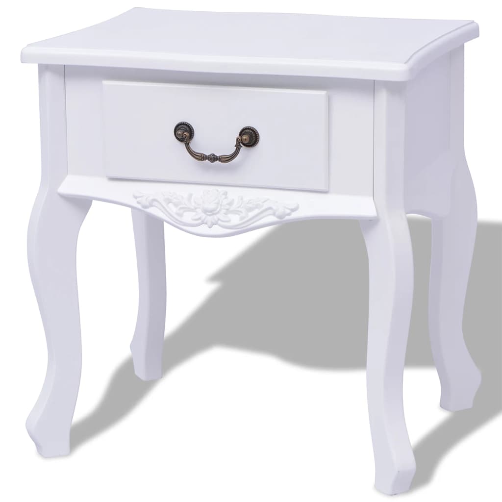 242749 vidaXL Bedside Cabinet MDF White