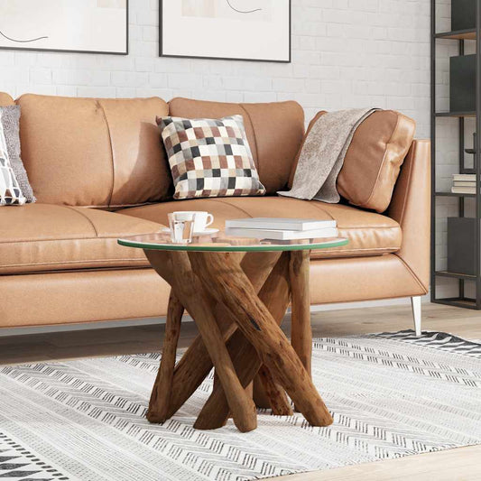 Coffee Table | Brown with a clear glass top